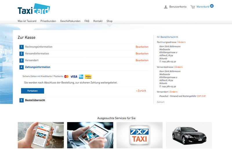 Screenshot Webshop Bestellprozess