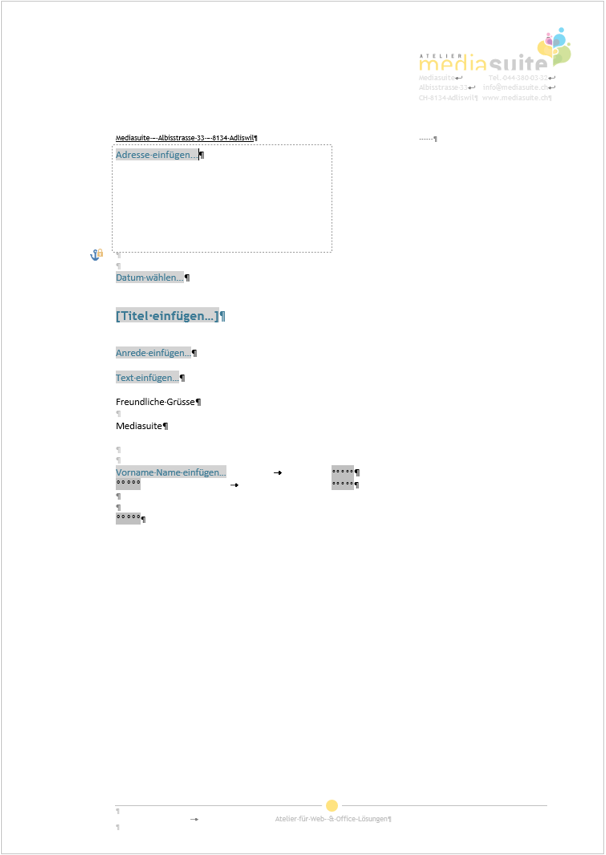 Agentur Mediasuite Dienstleister Fur Word Professionelle Erstellung Von Ci Cd Word Dokumentvorlagen Und Office Vorlagen Corporate Identity Corporate Design Geschaftskorrespondenz Formulare Pdf Broschuren Newsletter