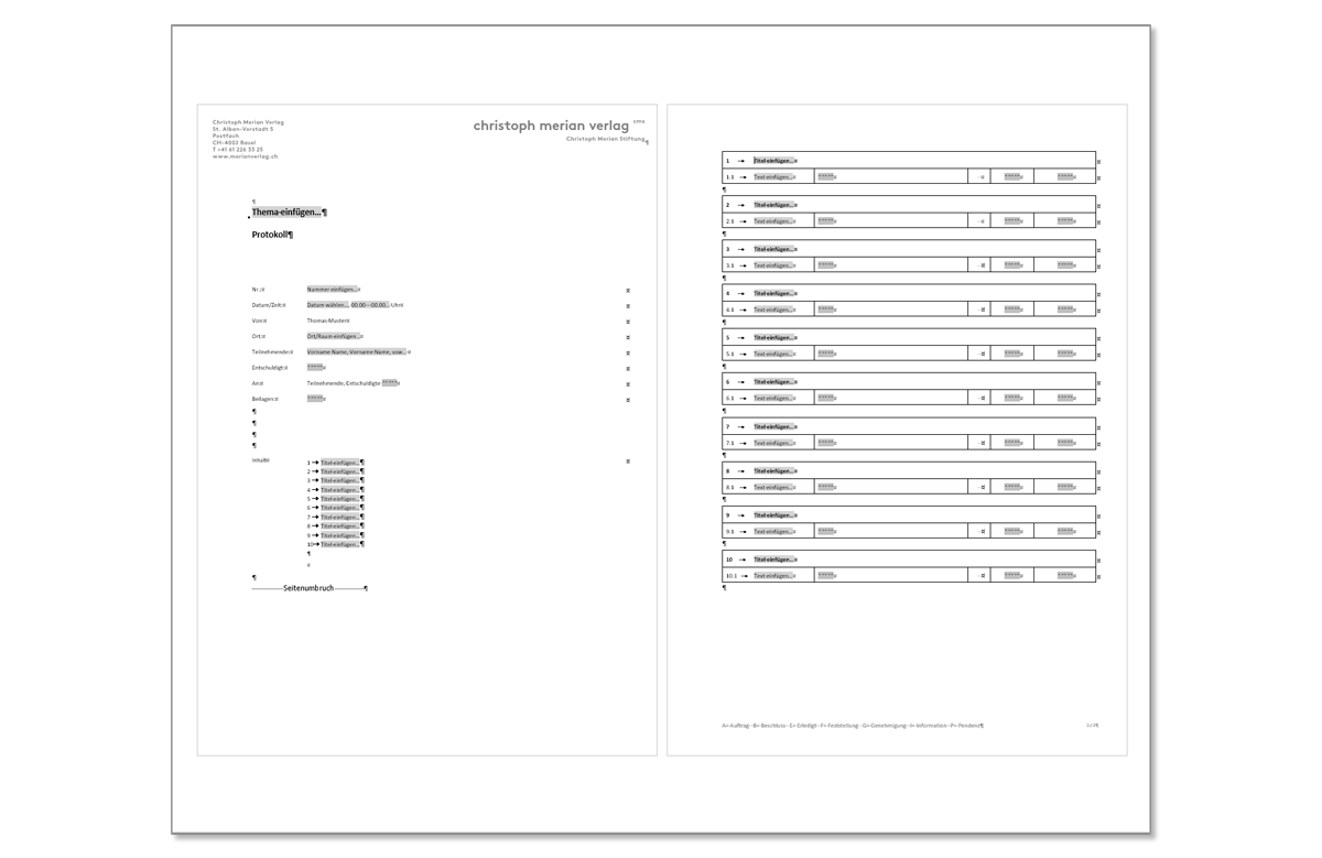 Word-Vorlagen - Protokoll